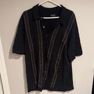 Abercrombie & Fitch Black Polo with White Stripes